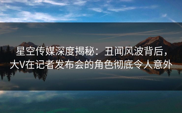 星空传媒深度揭秘：丑闻风波背后，大V在记者发布会的角色彻底令人意外