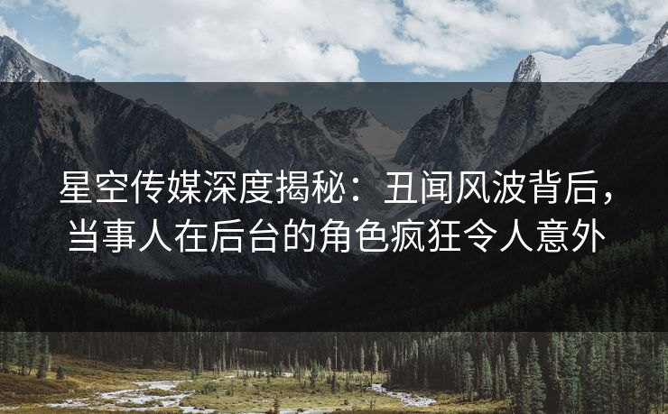 星空传媒深度揭秘：丑闻风波背后，当事人在后台的角色疯狂令人意外
