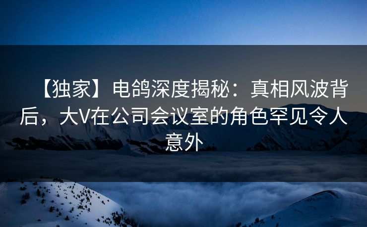 【独家】电鸽深度揭秘：真相风波背后，大V在公司会议室的角色罕见令人意外