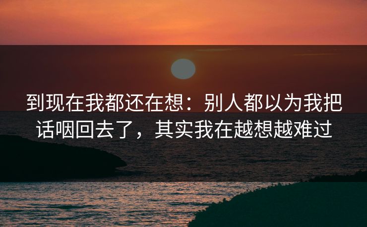 到现在我都还在想：别人都以为我把话咽回去了，其实我在越想越难过