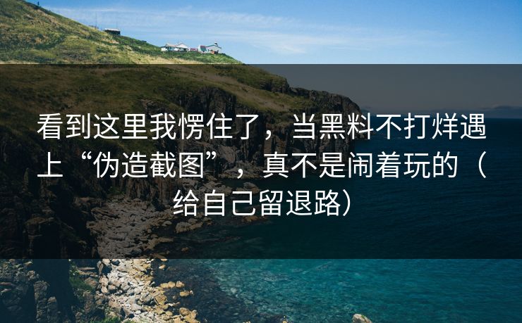 看到这里我愣住了，当黑料不打烊遇上“伪造截图”，真不是闹着玩的（给自己留退路）